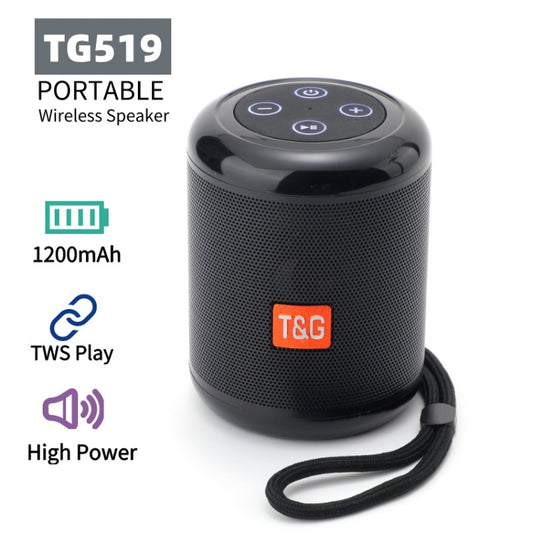 T&G TG519 TWS HiFi Portable Bluetooth Speaker Subwoofer Outdoor Wireless Column Speakers Support TF Card / FM / 3.5mm AUX / U Disk / Hands-free Call