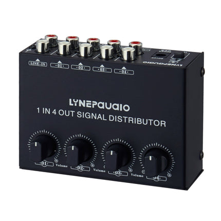 1-In 4-Out Front Stereo Signal Amplifier, Independent Output Volume Adjustment RCA Interface No Loss  Allocator, US Plug, B029