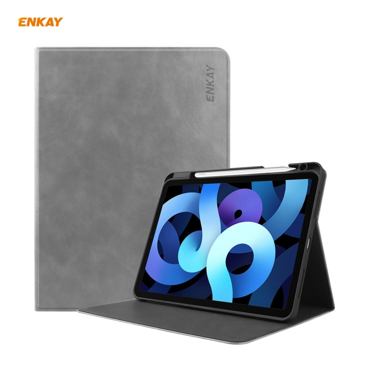 ENKAY ENK-8024 Cow Texture PU Leather + TPU Smart Case with Pen Slot for iPad Air 10.9 (2020) / iPad Pro 11 (2018), ForiPad Air 2022 / 2020 10.9