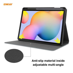 ENKAY ENK-8025 Cow Texture PU Leather + TPU Smart Case with Pen Slot for Samsung Galaxy Tab S6 Lite P610 / P615, For Samsung Galaxy Tab S6 Lite P610, For Samsung Galaxy Tab S6 Lite