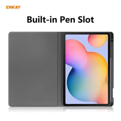 ENKAY ENK-8025 Cow Texture PU Leather + TPU Smart Case with Pen Slot for Samsung Galaxy Tab S6 Lite P610 / P615, For Samsung Galaxy Tab S6 Lite P610, For Samsung Galaxy Tab S6 Lite