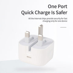 A2344 20W PD 3.0 Type-C / USB-C Folding Travel Charger + USB-C / Type-C to 8 Pin Fast Charging Data Cable Set, UK Plug, Length: 1m