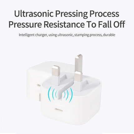 A2344 20W PD 3.0 Type-C / USB-C Folding Travel Charger + USB-C / Type-C to 8 Pin Fast Charging Data Cable Set, UK Plug, Length: 2m, 20W 8 Pin Length: 2m