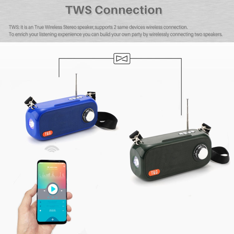 T&G TG613 TWS Solar Portable Bluetooth Speakers with LED Flashlight, Support TF Card / FM / AUX / U Disk