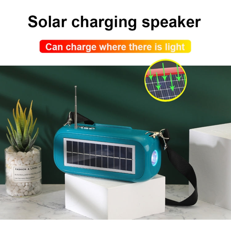 T&G TG613 TWS Solar Portable Bluetooth Speakers with LED Flashlight, Support TF Card / FM / AUX / U Disk