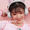 P28 Cat Ear Wired Headphone Muisc Stereo Headset with Microphone