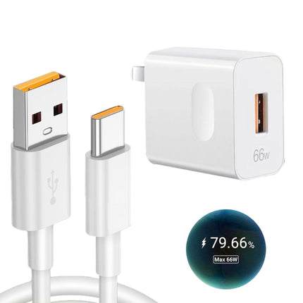 HW-66W 66W USB Fast Charging Travel Charger + USB to Type-C Flash Charging Data Cable, US Plug, US Plug(1m), US Plug(1.5m), US Plug(2m)