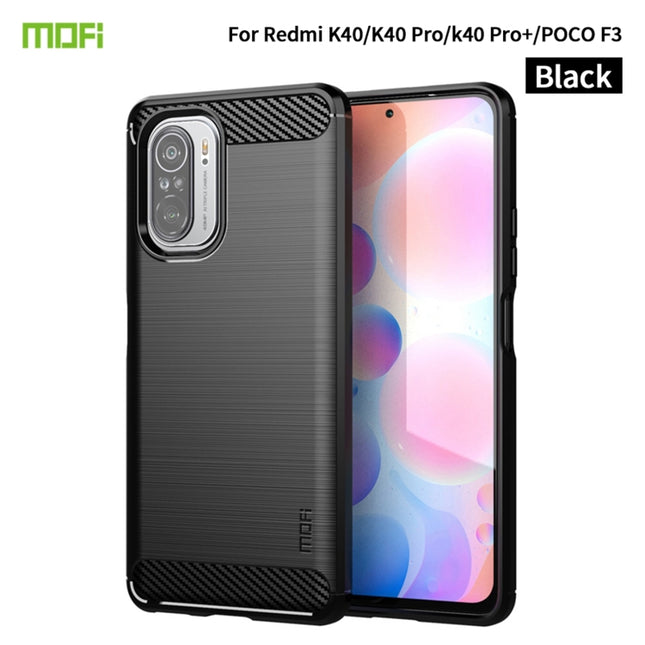MOFI Gentleness Series Brushed Texture Carbon Fiber Soft TPU Case, For Redmi K40 /K40 Pro /K40 Pro+/Poco F3, For Redmi Note 9s /Note 9 Pro /Note 9 Pro Max, For Xiaomi Redmi Note 10 / Note 10S, For Redmi Note 10 Pro / Note 10 Pro Max��������������������...