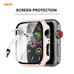 ENKAY Hat-Prince Full Coverage Electroplated PC Case + Tempered Glass Protector for Apple Watch Series 6 / 5 / 4 / SE 40mm, For Apple Watch Series 6 / 5 / 4 / SE 40mm