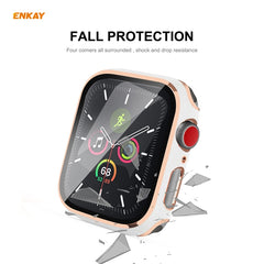 ENKAY Hat-Prince Full Coverage Electroplated PC Case + Tempered Glass Protector for Apple Watch Series 6 / 5 / 4 / SE 40mm, For Apple Watch Series 6 / 5 / 4 / SE 40mm