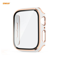 ENKAY Hat-Prince Full Coverage Electroplated PC Case + Tempered Glass Protector for Apple Watch Series 6 / 5 / 4 / SE 44mm