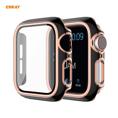 ENKAY Hat-Prince Full Coverage Electroplated PC Case + Tempered Glass Protector for Apple Watch Series 6 / 5 / 4 / SE 44mm, For Apple Watch Series 6 / 5 / 4 / SE 44mm