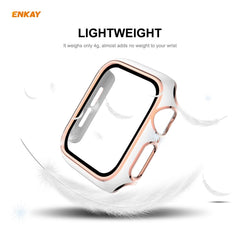 ENKAY Hat-Prince Full Coverage Electroplated PC Case + Tempered Glass Protector for Apple Watch Series 6 / 5 / 4 / SE 44mm