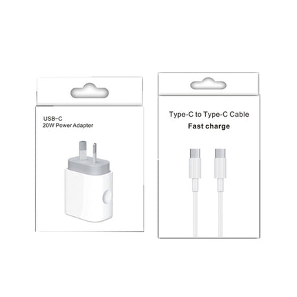20W PD 3.0 Travel Fast Charger Power Adapter with USB-C / Type-C to Type-C Fast Charge Data Cable, AU Plug, 1m, 2m