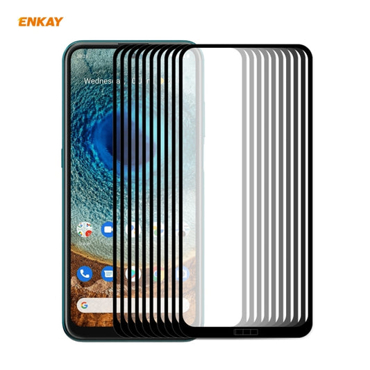 10 PCS ENKAY Hat-Prince Full Glue 0.26mm 9H 2.5D Tempered Glass Full Coverage Film, For Nokia X10 / X20(10pcs）, For Xiaomi Poco M3 Pro / Redmi Note 10 5G(10pcs)