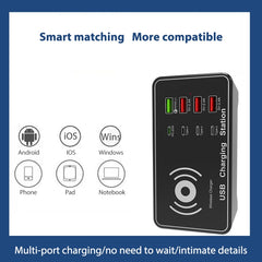 A7 High-power 100W 4 x PD 20W + QC3.0 USB Charger +15W Qi Wireless Charger Multi-port Smart Charger Station, EU Plug, US Plug, AU Plug, UK Plug