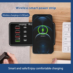 A7 High-power 100W 4 x PD 20W + QC3.0 USB Charger +15W Qi Wireless Charger Multi-port Smart Charger Station, EU Plug, US Plug, AU Plug, UK Plug