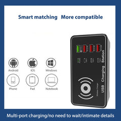 A7 High-power 100W 4 x PD 20W + QC3.0 USB Charger +15W Qi Wireless Charger Multi-port Smart Charger Station, EU Plug, US Plug, AU Plug, UK Plug