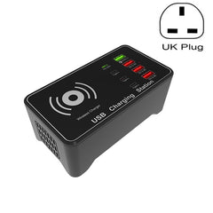 A7 High-power 100W 4 x PD 20W + QC3.0 USB Charger +15W Qi Wireless Charger Multi-port Smart Charger Station, EU Plug, US Plug, AU Plug, UK Plug