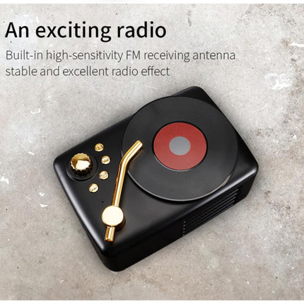 Retro style,built-in high-sensitivity FM receiving   antenna,long-term voyage, T12 (Black)