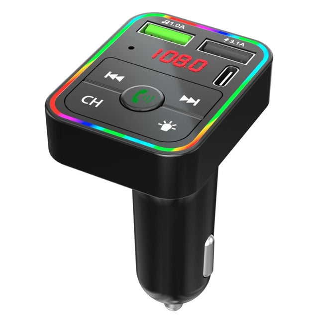 F2 Car FM Transmitter MP3 USB Charger Player with LED Backlight FM Transmitter with Bluetooth Transmitter Car Player Kit, F2