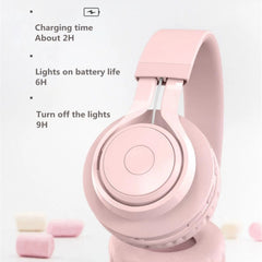 BT06C Cute Wireless Bluetooth 5.0 Headset for Children with Microphone LED Light Suppport Aux-in