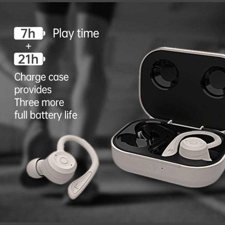 T20 TWS Bluetooth Hooks Wireless Sports Headphones with Charging Box IPX6 Waterproof Noise-cancelling Earphones