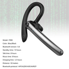F990 Noice Cancelling 180 Degree Freely Rotating Hook Bluetooth 5.0 Earphones Wireless Handsfree Business Stereo Headphone with Mic