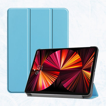ENKAY 3-Folding Shockproof PC Cover Custer Texture PU Leather Case with Holder & Sleep / Wake-up Function for iPad Pro 11 2021 / 2020, For iPad Pro 11 2022 / 2021 / 2020