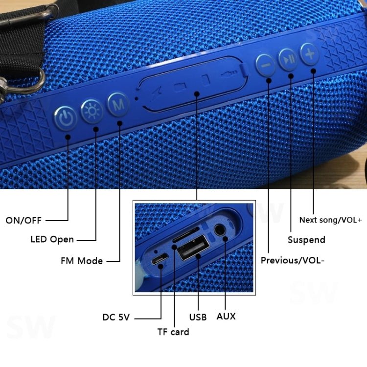 T&G TG192 LED Flashing Light Portable Wireless Bass 3D Stereo Bluetooth Speaker, Support FM / TF Card / USB