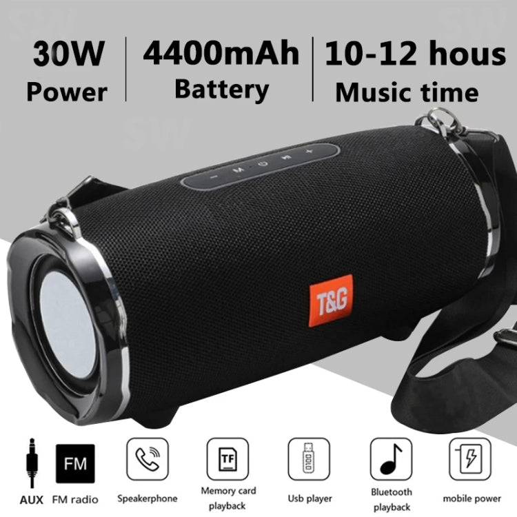 T&G TG187 Portable Waterproof Wireless Bass Surround Bluetooth Speaker with Shoulder Strap, Support FM / TF  Card