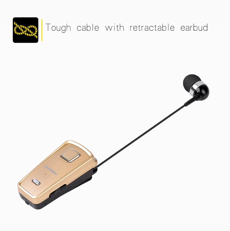 F980 CSR4.1 Retractable Cable Caller Vibration Reminder Anti-theft Bluetooth Headset, Black, White, Silver, Gold