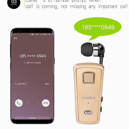 F980 CSR4.1 Retractable Cable Caller Vibration Reminder Anti-theft Bluetooth Headset