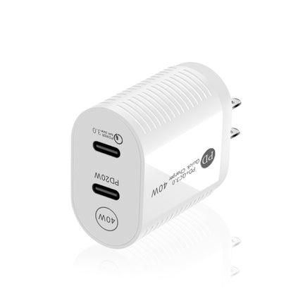 40W Dual Port PD / Type-C Fast Charger for iPhone / iPad Series, US Plug, US Plug