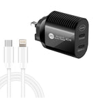 UK Plug + Type-C to 8 Pin Cable / Black