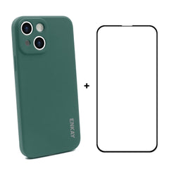 Hat-Prince ENKAY Liquid Silicone Shockproof Protective Case Drop Protection Cover + Full Coverage Tempered Glass Protector Film for iPhone 13, For iPhone 13