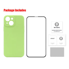 Hat-Prince ENKAY Liquid Silicone Shockproof Protective Case Drop Protection Cover + Full Coverage Tempered Glass Protector Film for iPhone 13, For iPhone 13