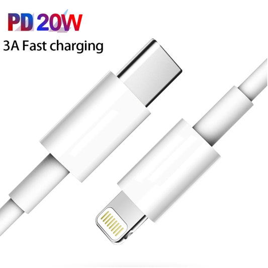 CS-20W Mini Portable PD3.0 + QC3.0 Dual Ports Fast Charger with 3A Type-C to 8 Pin Data Cable, Charger + Type-C to 8 Pin Cable