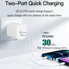 CS-20W Mini Portable PD3.0 + QC3.0 Dual Ports Fast Charger with 3A Type-C to 8 Pin Data Cable, Charger + Type-C to 8 Pin Cable