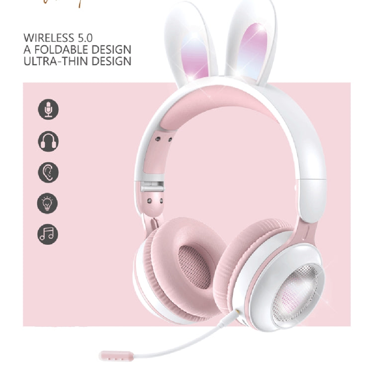 KE-01 Rabbit Ear Wireless Bluetooth 5.0 Stereo Music Foldable Headset with Mic For PC