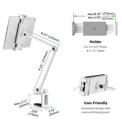 AP-7LC 360 Degree Rotating Adjustable Lifting Long Arm Lazy Bedside Desktop Tablets Phones Holder