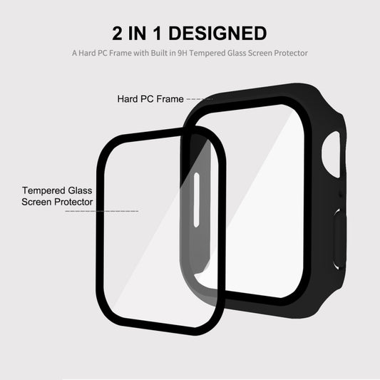 ENKAY Hat-Prince 2 in 1 PC Frame + 9H Tempered Glass Protector Full Coverage Case for Apple Watch Series 7 45mm