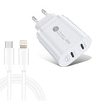 EU Plug + Type-C to 8 Pin Cable / White