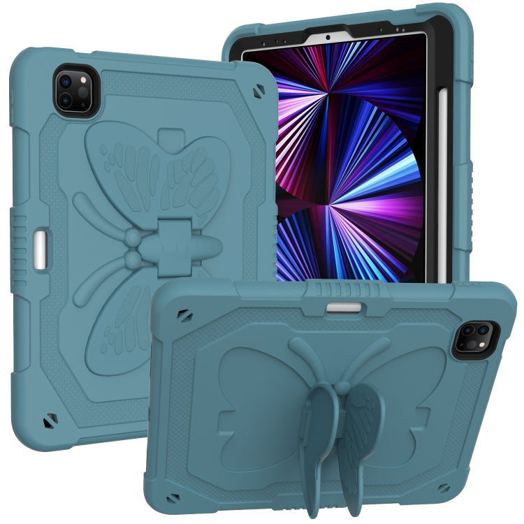 Pure Color PC + Silicone Anti-drop Tablet Tablet Case with Butterfly Holder & Pen Slot For iPad Pro 11 2018 & 2020 & 2021 & Air 2020 10.9(Dark Green), For iPad Pro 11 2018 & 2020 & 2021