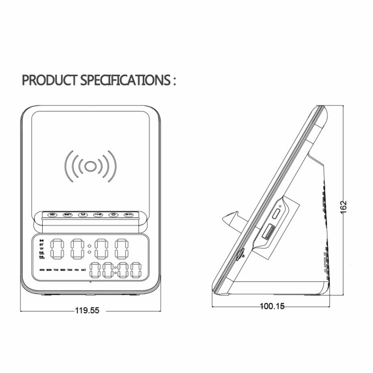 AEC BT512 Multifunctional Bluetooth Speaker 10W Wireless Charger LED Desktop Electronic Alarm Clock