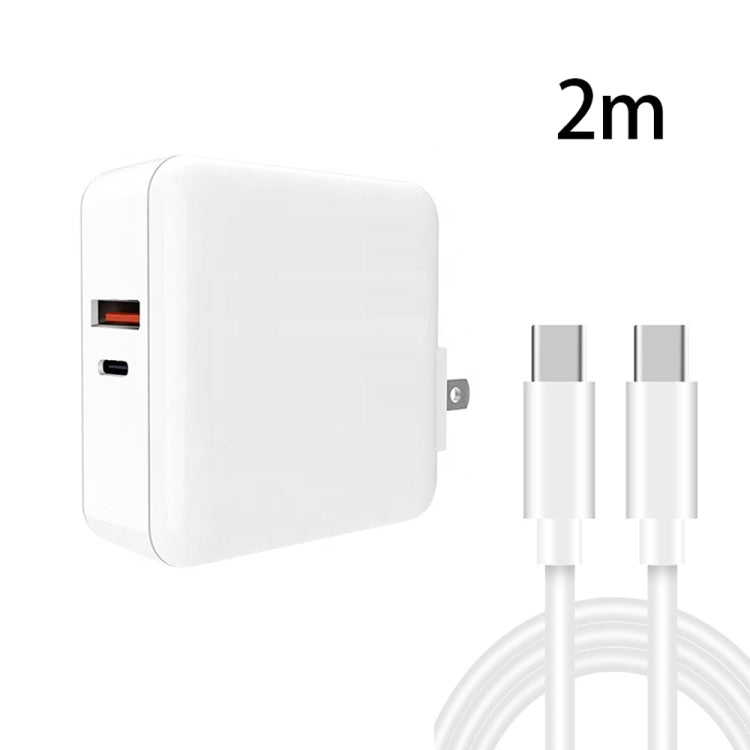 A6 65W QC 3.0 USB + PD USB-C / Type-C Dual Fast Charging Laptop Adapter + 2m USB-C / Type-C to USB-C / Type-C Data Cable Set for MacBook Series,, US Plug, US Plug + EU Plug, US Plug + AU Plug, US Plug + UK Plug, US Plug + EU Plug + UK Plug