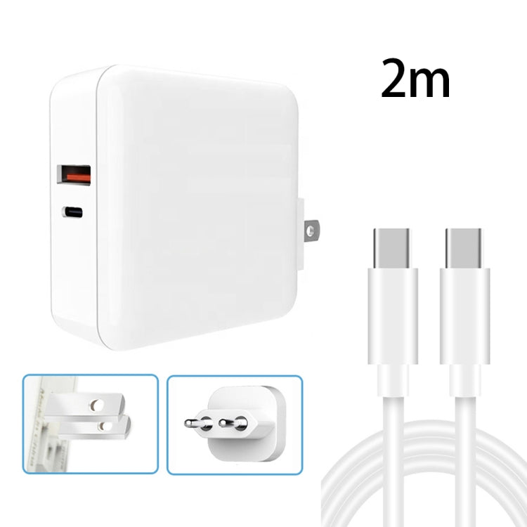 A6 65W QC 3.0 USB + PD USB-C / Type-C Dual Fast Charging Laptop Adapter + 2m USB-C / Type-C to USB-C / Type-C Data Cable Set for MacBook Series,, US Plug, US Plug + EU Plug, US Plug + AU Plug, US Plug + UK Plug, US Plug + EU Plug + UK Plug