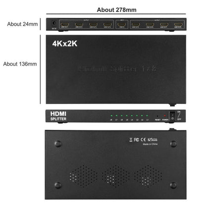 1 x 8 4K x 2K 3840*2160/30HZ HDMI Splitter, 1 x 8 4K x 2K