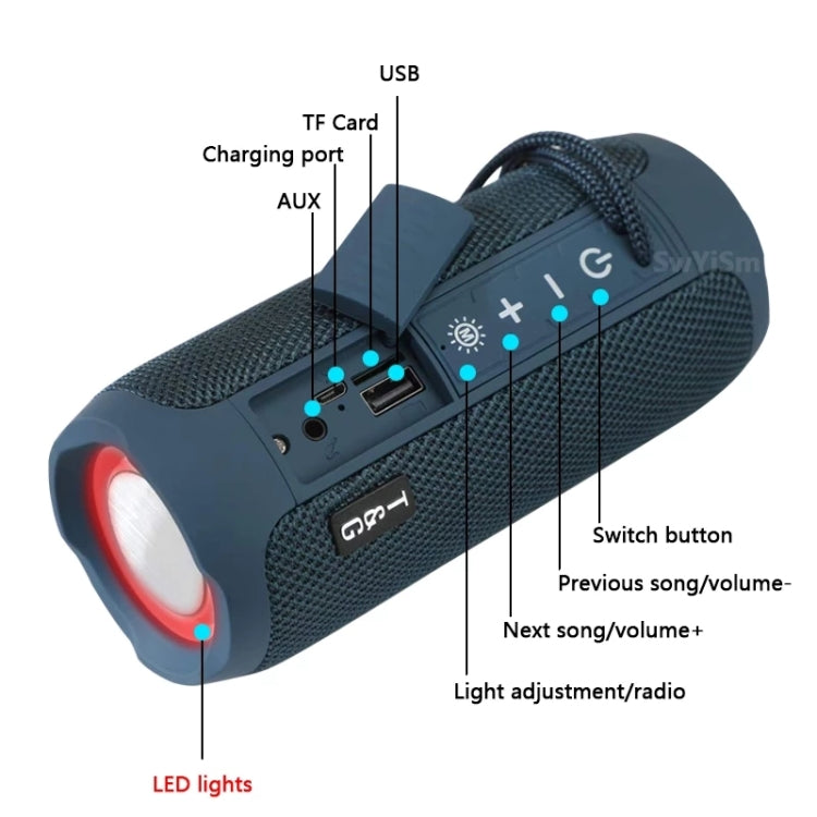 T&G TG227 Outdoor Portable Waterproof Bluetooth Music Speaker with LED Support FM / TF / USB