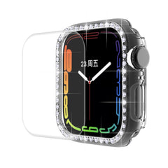 ENKAY Hat-Prince Electroplate PC Diamond Watch Case + Full Coverage Curved PET Screen Protector Film For Apple Watch Series 7 41mm